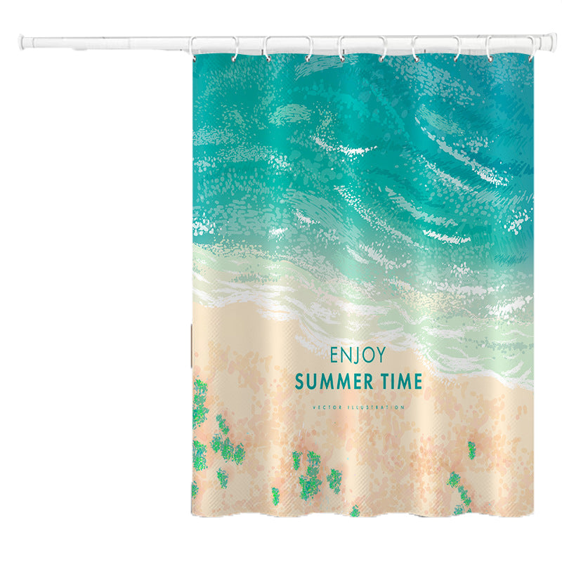 120x180cm Bathroom Shower Curtain Holiday Beach Style Pattern Shower Liner with Hooks 120x180cm Bathroom Shower Curtain Holiday Beach Style Pattern Shower Liner with Hooks